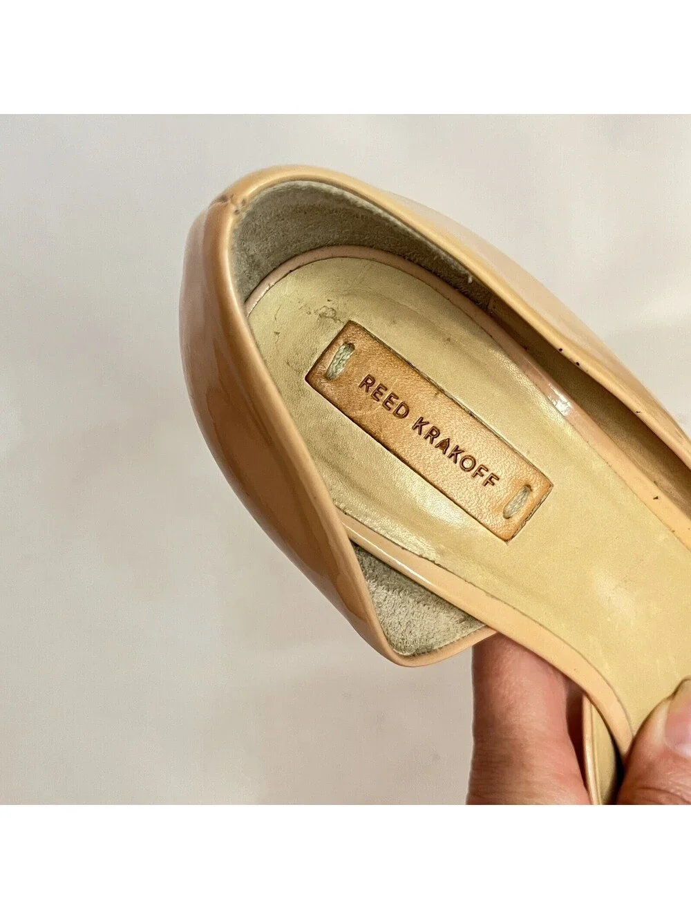 Reed Karkoff Tan Nude Patent Leather Pumps High Heel Shoes Womens US 7.5, EU 38